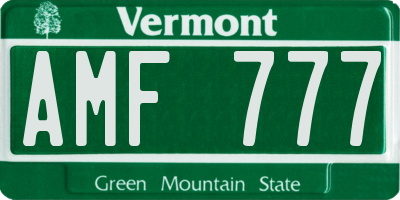 VT license plate AMF777