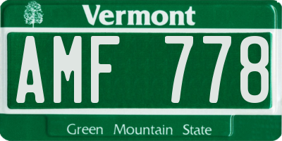 VT license plate AMF778