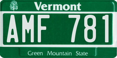 VT license plate AMF781