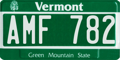 VT license plate AMF782
