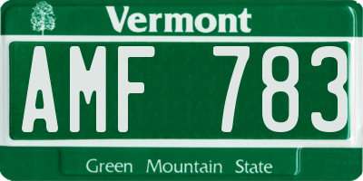 VT license plate AMF783