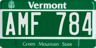 VT license plate AMF784