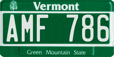 VT license plate AMF786