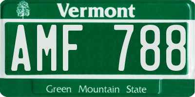 VT license plate AMF788