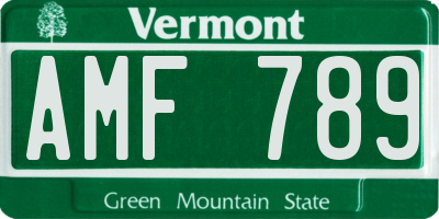 VT license plate AMF789