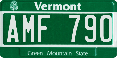 VT license plate AMF790