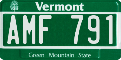 VT license plate AMF791