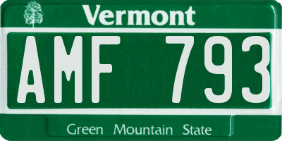 VT license plate AMF793