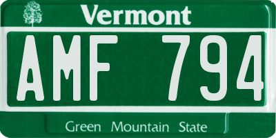 VT license plate AMF794