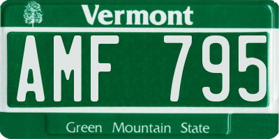 VT license plate AMF795