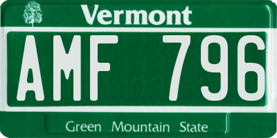 VT license plate AMF796