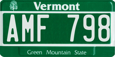 VT license plate AMF798