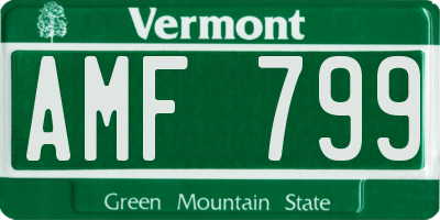 VT license plate AMF799