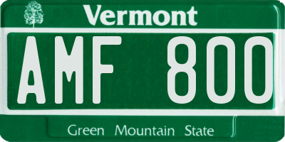 VT license plate AMF800