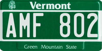 VT license plate AMF802