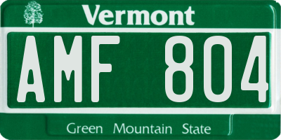 VT license plate AMF804