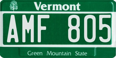 VT license plate AMF805