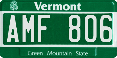 VT license plate AMF806
