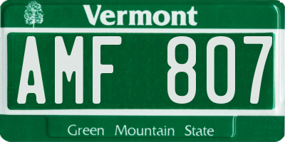 VT license plate AMF807