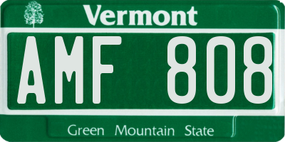 VT license plate AMF808