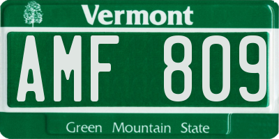 VT license plate AMF809