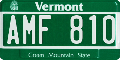 VT license plate AMF810