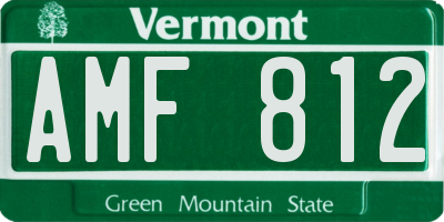 VT license plate AMF812