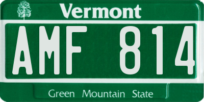VT license plate AMF814