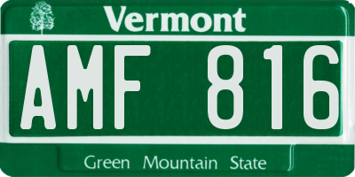 VT license plate AMF816