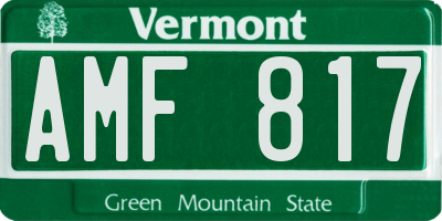VT license plate AMF817
