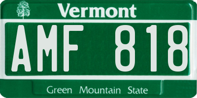 VT license plate AMF818