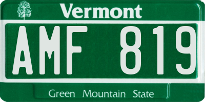 VT license plate AMF819