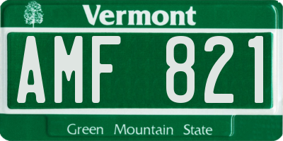 VT license plate AMF821