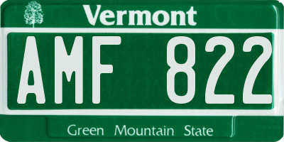 VT license plate AMF822