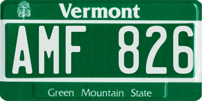 VT license plate AMF826
