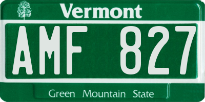VT license plate AMF827