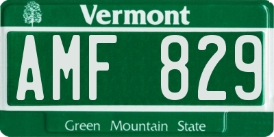 VT license plate AMF829