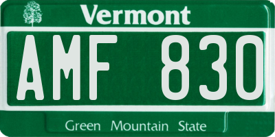 VT license plate AMF830
