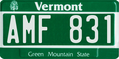 VT license plate AMF831