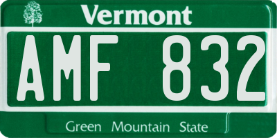 VT license plate AMF832
