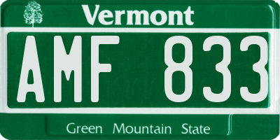 VT license plate AMF833