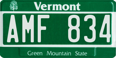 VT license plate AMF834