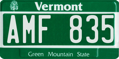 VT license plate AMF835