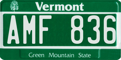 VT license plate AMF836