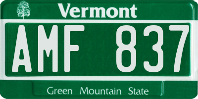 VT license plate AMF837