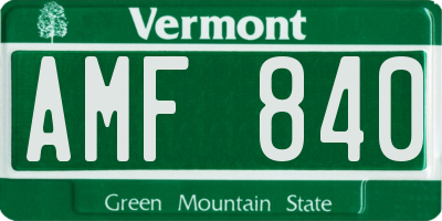 VT license plate AMF840