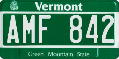 VT license plate AMF842