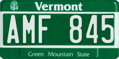 VT license plate AMF845