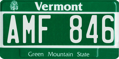 VT license plate AMF846