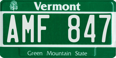 VT license plate AMF847